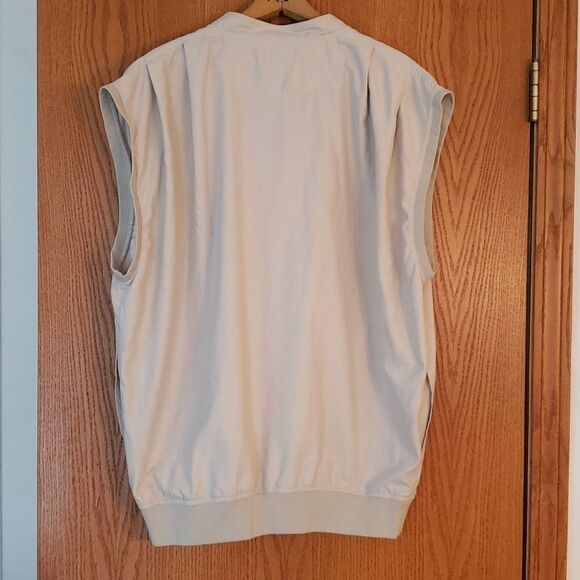 Chase Edward Cream Colored Golf Vest with American Flag Patch on Chest Sz L - Picture 2 of 6